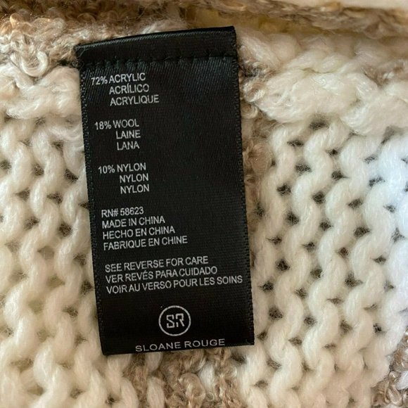 Sloane Rouge Sweater XS Fringe 3/4 Sleeve Wool Blend Striped Open Knit - Picture 8 of 11